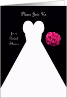 Wedding Gown on Black Bridal Shower Invitation card