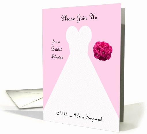 Surprise Bridal Shower Invitation -- Gown on Pink card (600694)