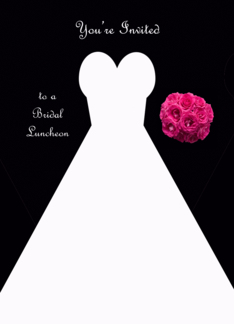 Invitation, Bridal Luncheon in Black, White Bridal Gown