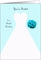 Invitation, Bridal Luncheon in Blue, White Bridal Gown card
