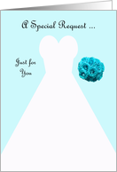 Invitation, Junior Bridesmaid Card in Blue, Wedding Gown card