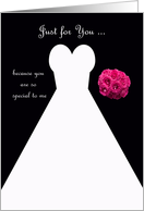Invitation, Matron of Honor Card in Black, Wedding Gown card