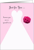 Invitation, Matron of Honor Card in Pink, Wedding Gown card