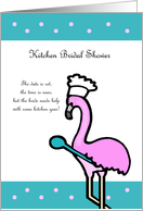 Kitchen Bridal Shower Invitation -- Flamingo on Turquoise card