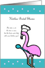 Kitchen Bridal Shower Invitation -- Flamingo on Turquoise card