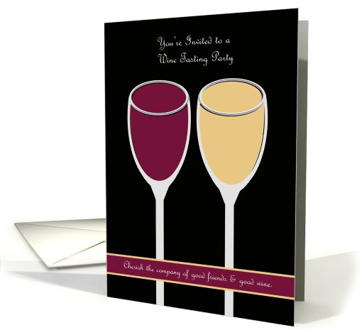 Wine Tasting Paty Invitation -- Two Glasses of Wine card (629584)