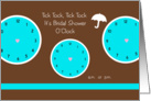 Around the Clock Bridal Shower Invitation -- Three Blue Clocks card