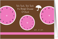 Around the Clock Bridal Shower Invitation -- Three Pink Clocks card