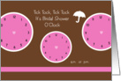 Around the Clock Bridal Shower Invitation -- Three Pink Clocks card