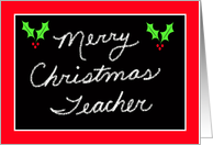 Christmas Greeting Card for Teacher -- Holly card