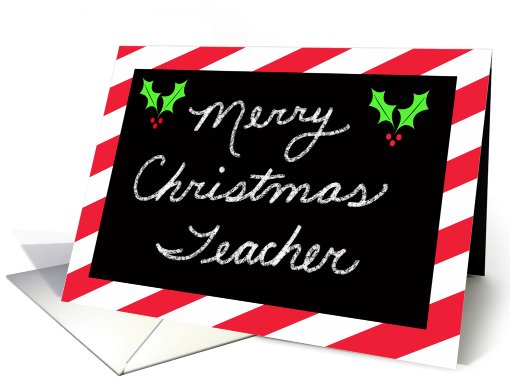 Christmas Greeting Card for Teacher -- Red and White Stripe card