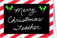 Christmas Greeting Card for Teacher -- Red and White Stripe card
