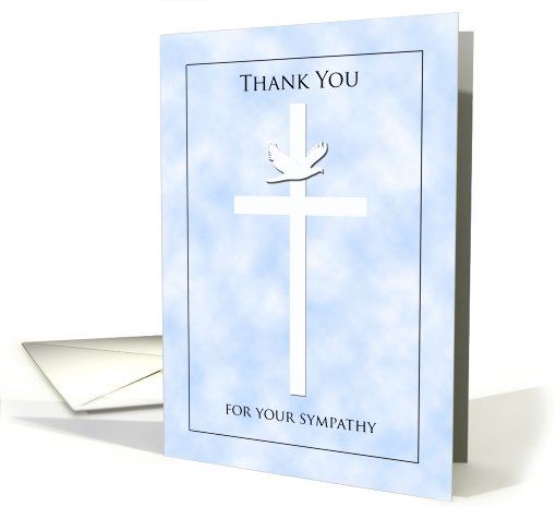 Religious Sympathy Thank You Card - Cross and Dove in Clouds card