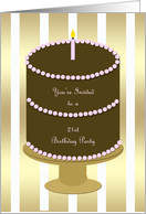 Cake with Pink 21st Birthday Party Invitation card