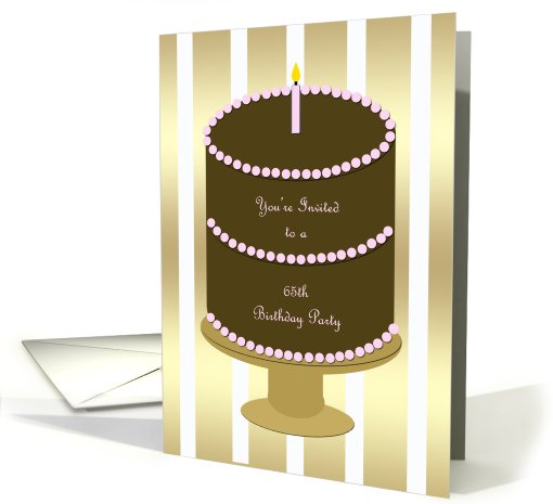 Cake with Pink 65th Birthday Party Invitation card (757374)