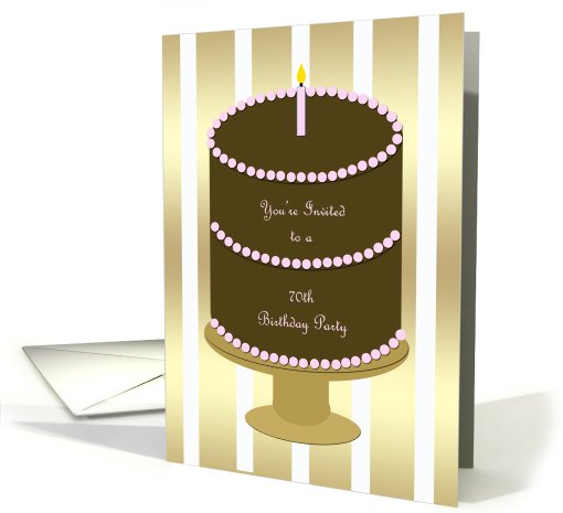 Cake with Pink 70th Birthday Party Invitation card (757375)