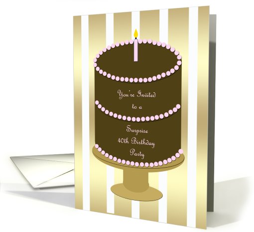 Surprise 40th Birthday Party Cake Invitation card (757390)