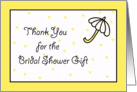 Bridal Shower Gift Thank You Card -- Yellow card