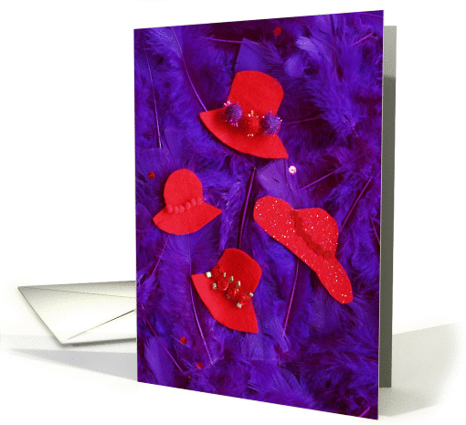 Red Hat Note Card  -- Hats and Feathers card (80968)