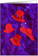 Red Hat Note Card -- Hats and Feathers card