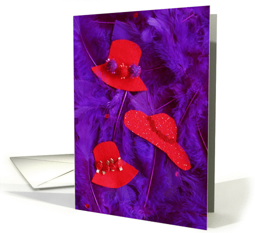 Red Hat Invitation -- Hats and Feathers card (80970)