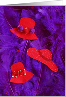 Red Hat Invitation -- Hats and Feathers card