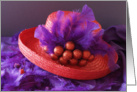 Red Hat Christmas Card -- Ornaments and Feathers card