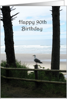 Seagull on Seashore 90th Birthday Card