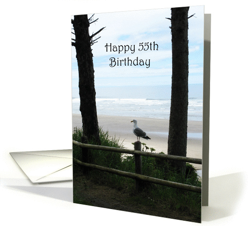 Seagull on Seashore 55th Birthday card (839366)