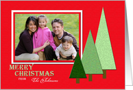 Christmas Photo Card -- Merry Christmas Trees on Red card