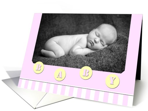 Baby Girl Baby Photo Birth Announcement on Light Pink card (856912)