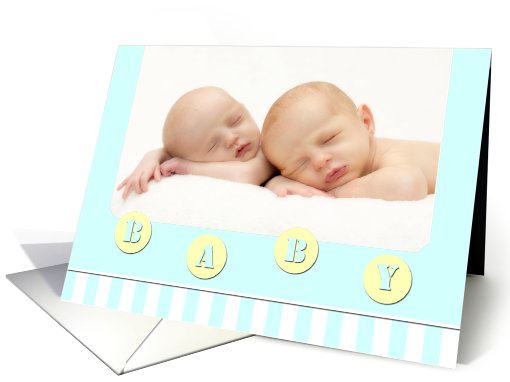Twin Photo Birth Announcement on Pale Green card (856930)