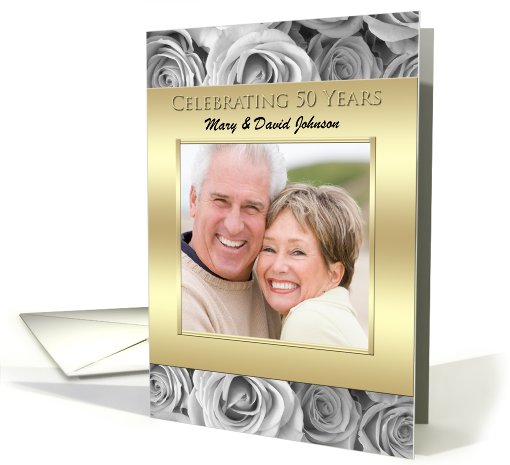 50th Golden Wedding Anniversary Photo Invitations -- Roses... (857983)