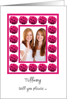 Will You Be My Bridesmaid Photo Card -- Pink Roses card