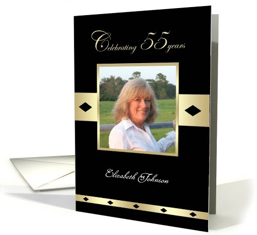 55th Birthday Party Photo Card Invitation -- Celebrating 55 years card