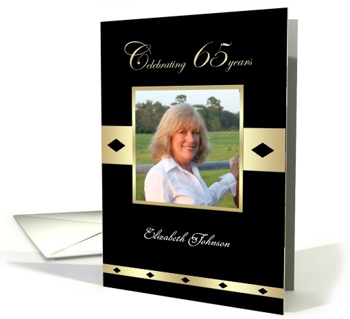 65th Birthday Party Photo Card Invitation -- Celebrating 65 years card