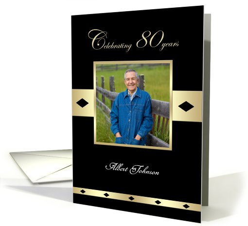 80th Birthday Party Photo Card Invitation -- Celebrating 80 years card