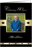 80th Birthday Party Photo Card Invitation -- Celebrating 80 years card