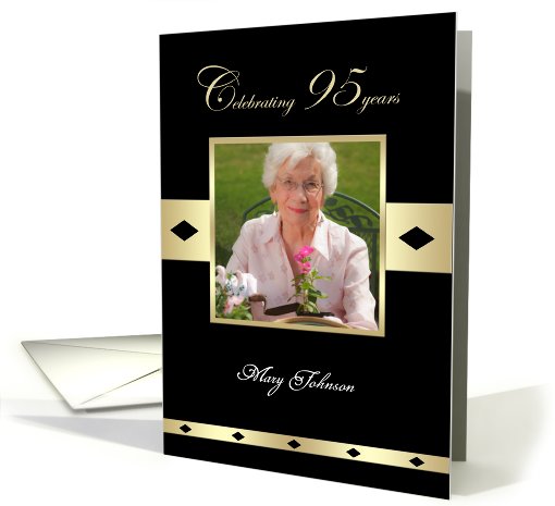 95th Birthday Party Photo Card Invitation -- Celebrating 95 years card