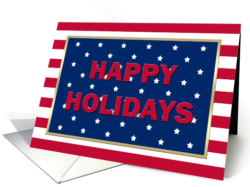 Patriotic American Happy Holidays Christmas card (966017)