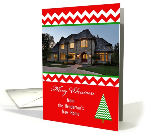 Moving Photo Change of Address Chevron Christmas card (966025)