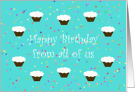 Office Group Birthday Card - Happy Birthday from all of us Cupcakes card