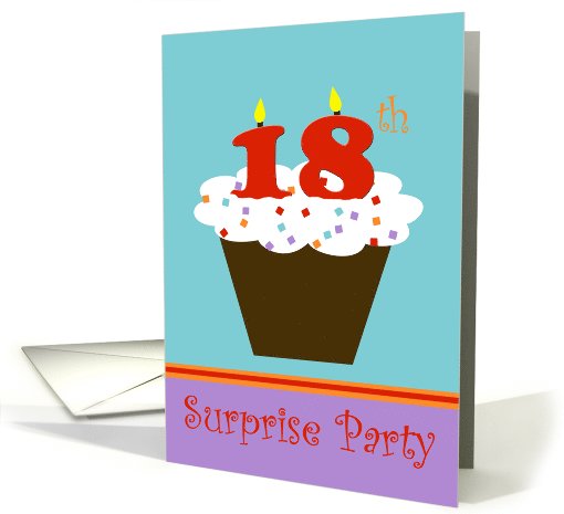 Surprise 18th Birthday Party Invitation -- Cupcake with 18... (966527)