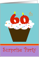 Surprise 60th Birthday Party Invitation -- Cupcake with 60 Candles card