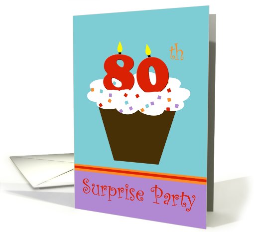 Surprise 80th Birthday Party Invitation -- Cupcake with 80... (966563)