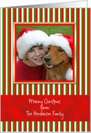 Custom Family Photo Christmas Card -- Stripes card