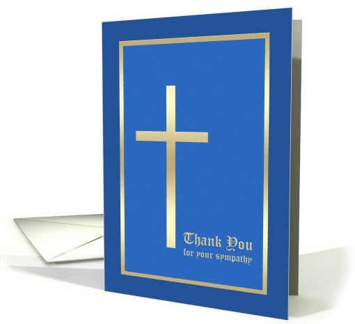 Christian Sympathy Thank You Card Golden Cross Blue card (967643)