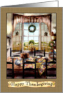 Happy Thanksgiving table set to enjoy with friends and family card
