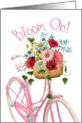 Encouragement to Bloom On with Pink Bike and Flowers card