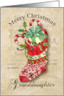 Christmas Stocking with Gifts on Aged Background for Granddaughter card